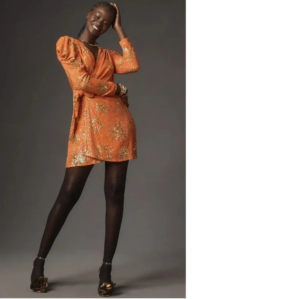 Farm Rio Sunny Mood Sequin Long-Sleeve Mini Dress size XS new nwt - Picture 4 of 7